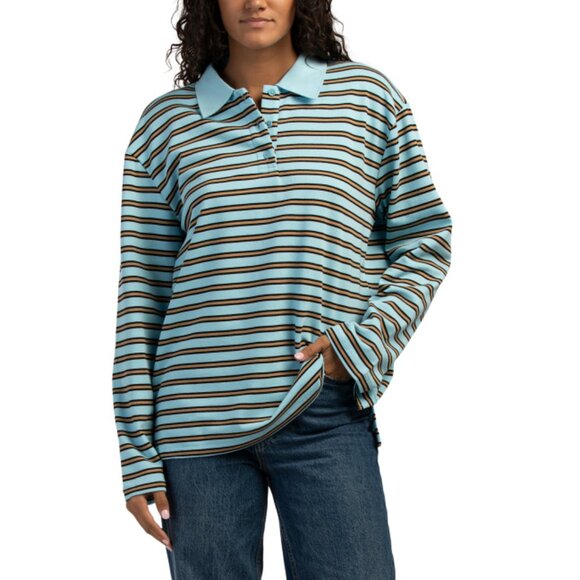 ENGLISH FACTORY Beige/Light Blue Striped Collar Sweatshirt - Picture 1 of 2